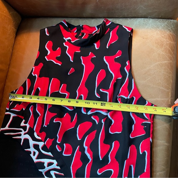 Proenza Schouler asymmetrical animal red black printed white made in usa silk - Picture 3 of 6